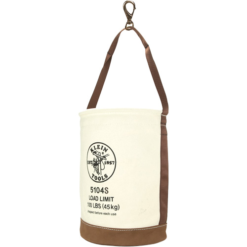 Leather-Bottom Bucket, 17" H, Canvas, White Duraquip Inc
