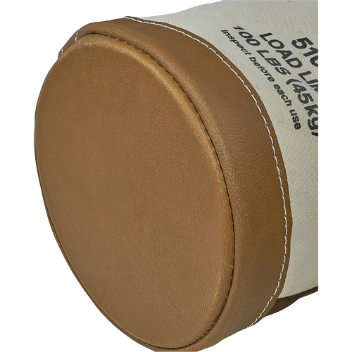 Leather-Bottom Bucket, 17" H, Canvas, White Duraquip Inc