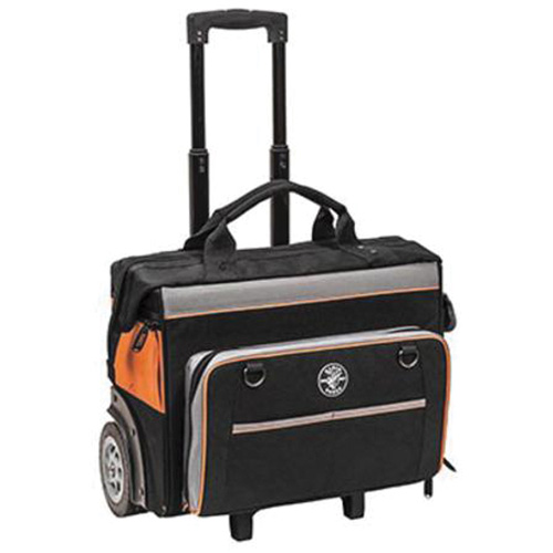 Tradesman Pro Rolling Tool Bag, Ballistic Polyester, 24 Pockets, Black/Orange Duraquip Inc