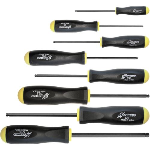 Ball Driver Screwdriver Sets - SAE, 8 Pcs. Duraquip Inc