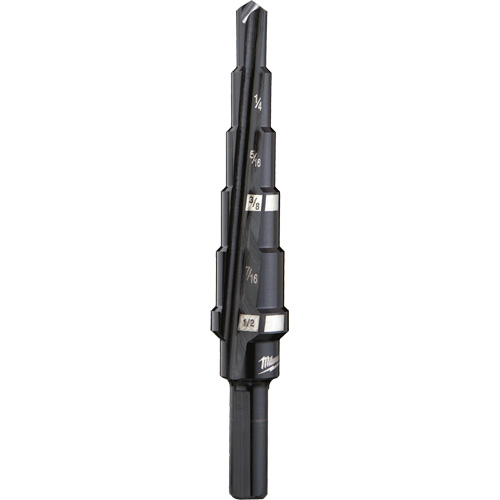 #2 Step Drill Bit, 3/16" - 1/2" , 1/16" Increments, High Speed Steel Duraquip Inc