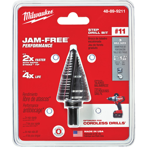 Foret &eacute;tag&eacute; no 11, 7/8" - 1-7/32", Acier rapide Duraquip Inc