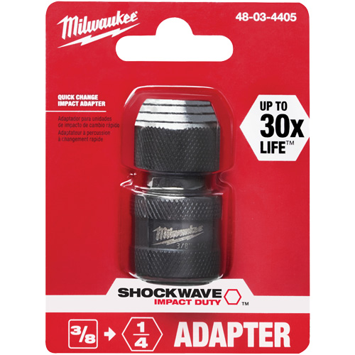 Adaptateur de douille carr&eacute;e &agrave; hexagonale pour tournevis &agrave; percussion Shockwave, Chocs, Prise 1/4", Douille 3/8", 1,875" lo Duraquip Inc