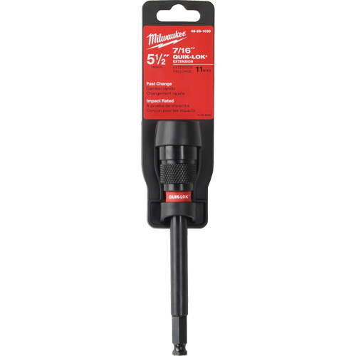 Quik-Lok Impact Drill Bit Extension, 7/16" Max. Diameter, 5-1/2" Length, 7/16" Shank Duraquip Inc