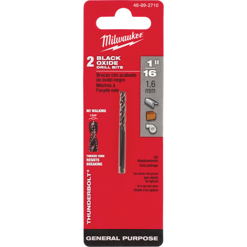 Thunderbolt&reg; Jobber Drill Bit, High Speed Steel, 1/16", 1-7/8" L, 7/8" Flute, 135° Point Angle Duraquip Inc