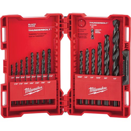 Thunderbolt&reg; Jobber Drill Bit Set, 21 Pieces, Alloy Steel Duraquip Inc