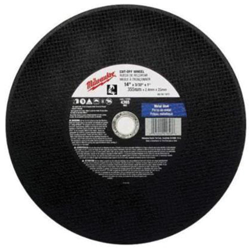 General Purpose Cut-Off Wheels, 14" x 3/32", 1" Arbor, Type 1, Aluminum Oxide, 4365 RPM Duraquip Inc