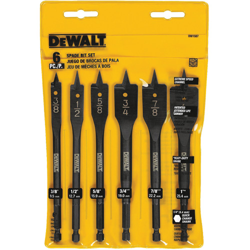 Heavy-Duty Spade Bit Set, 6 Pieces Duraquip Inc