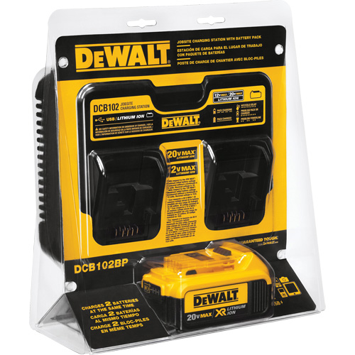 Max Jobsite Charging Station & 4.0 Ah Battery Pack, 12 V/20 V, Lithium-Ion Duraquip Inc