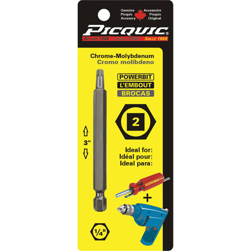 Embout, Carr&eacute;e, Embout #2, Prise 1/4", Longueur 3" Duraquip Inc