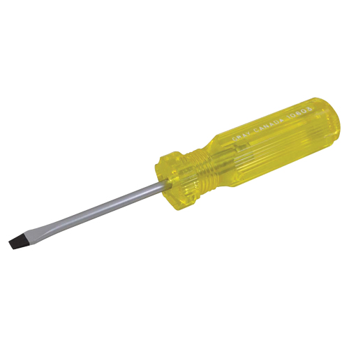 Slotted Screwdriver, 3/16", 6-1/2" L, Plastic Handle Duraquip Inc
