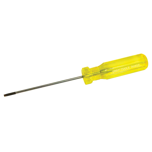 Electrician's Slotted Screwdriver, 1/8" Tip, Round, 7-1/4" L, Plastic Handle Duraquip Inc