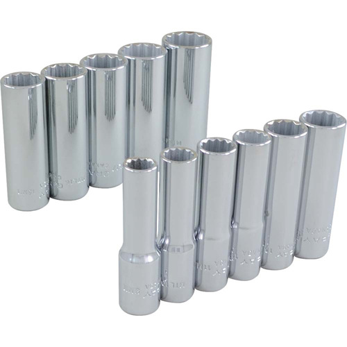 Socket Set, 11 Pcs, 3/8" Drive Size, Deep Duraquip Inc