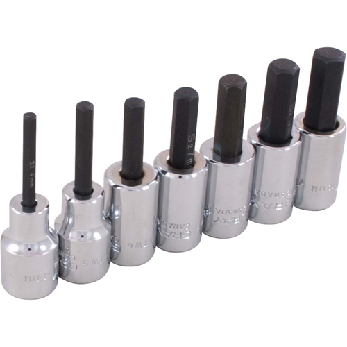 Hex Head Socket Set, Hex, 3/8" Drive, 7 Pcs Duraquip Inc