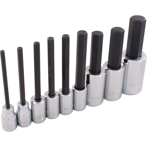 Hex Head Socket Set, Hex, 1/2"/3/8" Drive, 9 Pcs Duraquip Inc