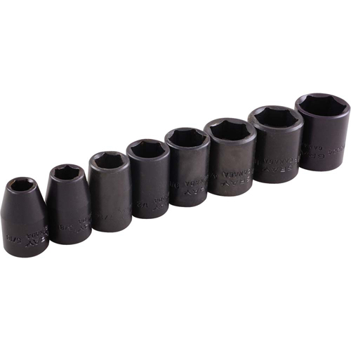 Socket Set, 8 Pcs, Impact, 3/8" Drive Size Duraquip Inc