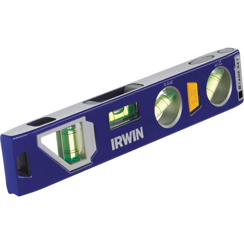 250 Series Heavy-Duty Torpedo Level, 9" L, Aluminum, 4 Vials, Magnetic Duraquip Inc