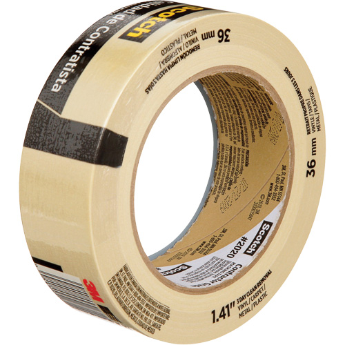 Scotch&reg; Contractor Grade Masking Tape 2020, 36 mm (1-1/2") x 55 m (180'), Beige Duraquip Inc