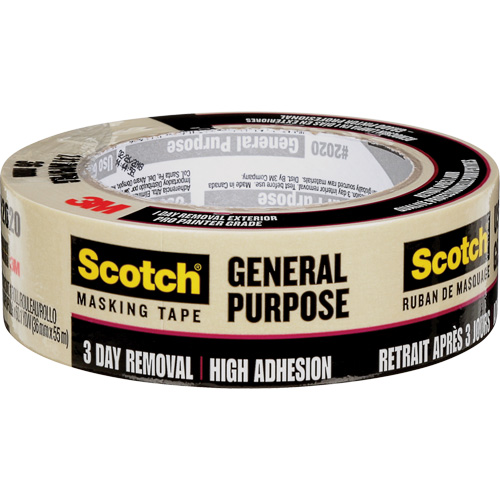 Scotch&reg; Contractor Grade Masking Tape 2020, 36 mm (1-1/2") x 55 m (180'), Beige Duraquip Inc