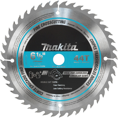 Circular Saw Blade, 6-1/2", 44 Teeth, Wood Use Duraquip Inc