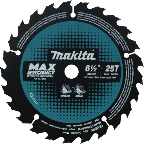 Lame de scie circulaire efficacit&eacute; maximale, 6-1/2", 25 dents, Pour Stratifi&eacute;/Bois Duraquip Inc