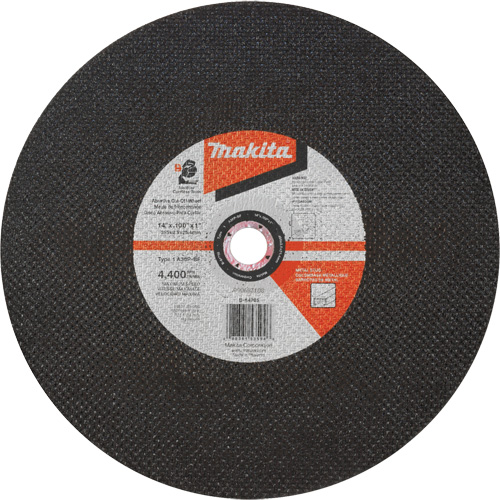Abrasive Cut-Off Wheel, 14" x 3/32", 1" Arbor, Type 1, Aluminum Oxide, 4400 RPM Duraquip Inc