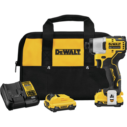 Ensemble de tournevis &agrave; percussion avec moteur sans balai Xtreme, 1/4", 1450 lb-po Couple max., 12 V, Lithium-ion Duraquip Inc