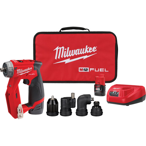 Ensemble de perceuse d'installation M12 Fuel, Lithium-ion, 12 V, Mandrin 1/4"/3/8", Couple 300 lb-po Duraquip Inc
