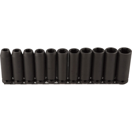 Long Socket Set, 11 Pcs, Impact, 1/2" Drive Size, Deep Duraquip Inc