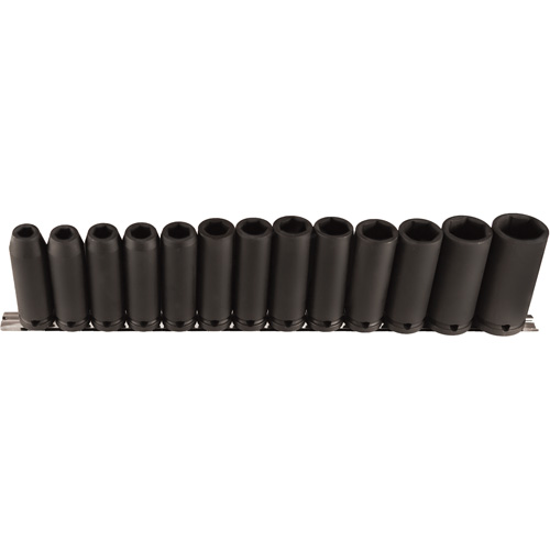 Long Socket Set, 13 Pcs, Impact, 1/2" Drive Size, Deep Duraquip Inc