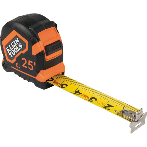 Magnetic Double-Hook Tape Measure, 25', Imperial Graduations Duraquip Inc