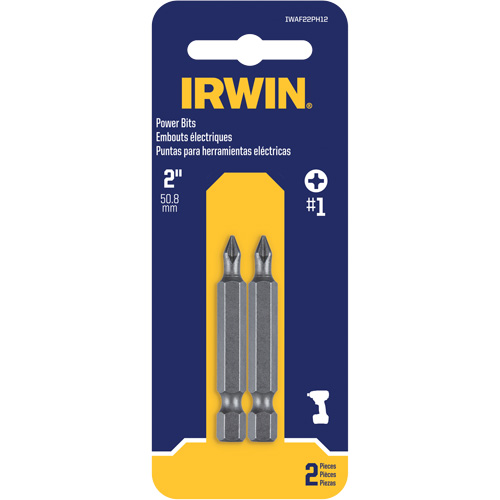 Power Bits, Phillips, #1 Tip, 1/4" Drive Size, 1-15/16" Length Duraquip Inc
