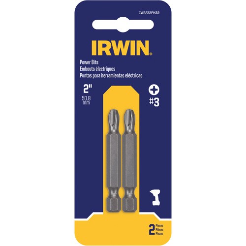 Embouts pour outils &eacute;lectriques, Phillips, Embout #3, Prise 1/4", Longueur 2" Duraquip Inc
