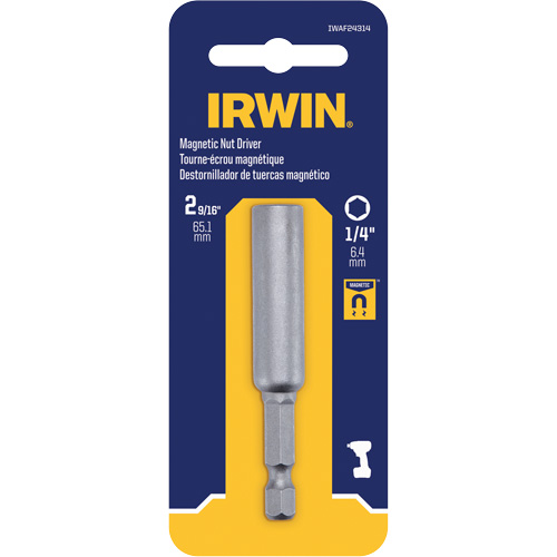 Tourne-&eacute;crou, Embout 1/4", Prise 1/4", 2-9/16" lo, Magn&eacute;tique Duraquip Inc