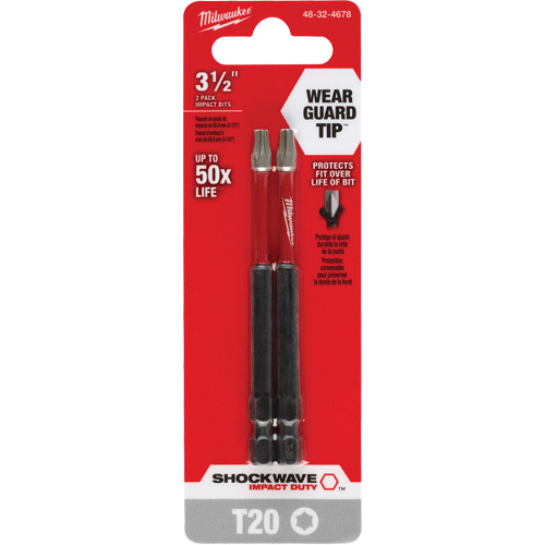 Shockwave Impact Duty Screwdriver Bit, Torx, T-20 Tip, 1/4" Drive Size, 3-1/2" Length Duraquip Inc