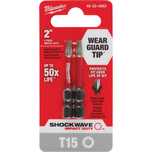 Shockwave Impact Duty Screwdriver Bit, Torx, T-15, 1/4" Drive Duraquip Inc