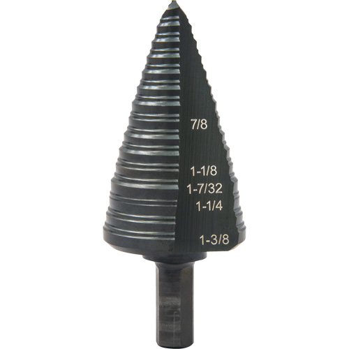 #12 Multi-Hole Step Drill Bit, 7/8" - 1-3/8" , 1/16" Increments, High Speed Steel Duraquip Inc