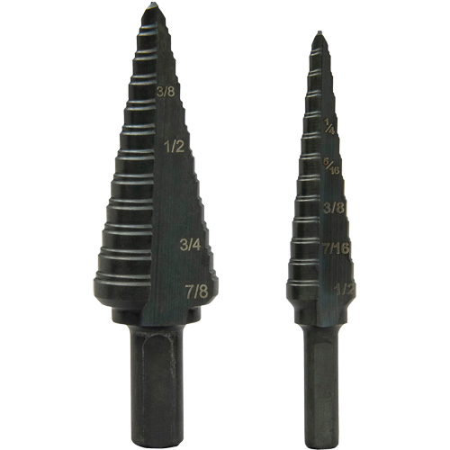 Step Bit Set, 1/8"/3/16" - 1/2"/7/8"  Duraquip Inc