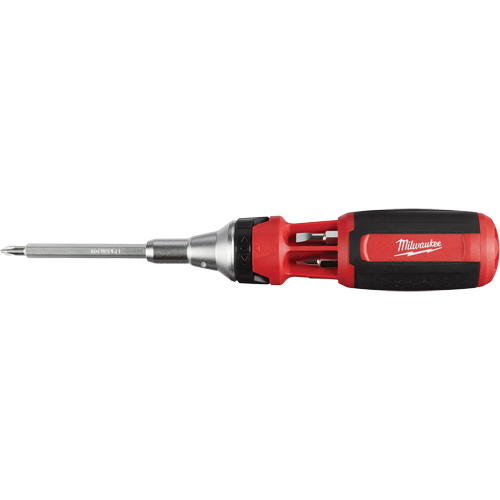 Tournevis &agrave; rochet 9 en 1 avec embouts multiples &agrave; carr&eacute; conducteur, 9-1/10" lo, Prise Coussin&eacute;e Duraquip Inc