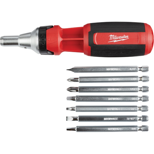 Tournevis &agrave; rochet 9 en 1 avec embouts multiples &agrave; carr&eacute; conducteur, 9-1/10" lo, Prise Coussin&eacute;e Duraquip Inc