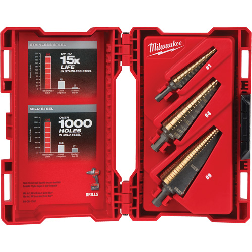 Step Drill Bit Set, 3 Pieces, High Speed Cobalt Duraquip Inc