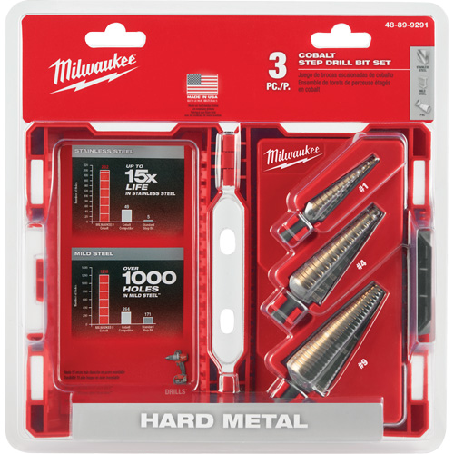 Step Drill Bit Set, 3 Pieces, High Speed Cobalt Duraquip Inc