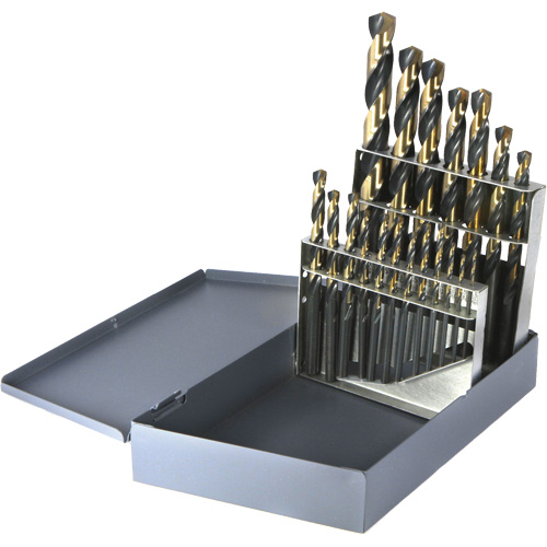 Jeu de forets m&eacute;triques courts DRILLCO, 19 morceaux, Acier rapide Duraquip Inc