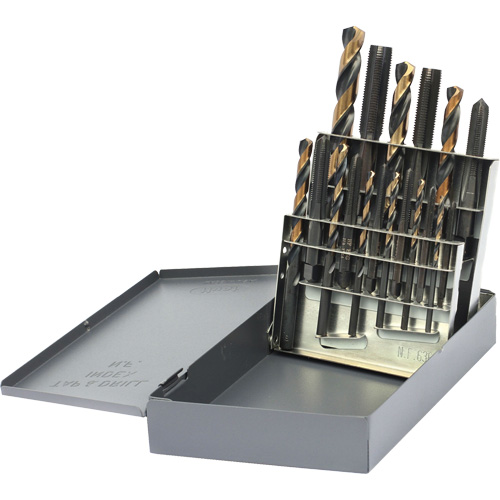 Jeu de tarauds & forets Drillco, 18 morcea Duraquip Inc