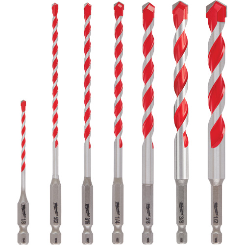 Grand jeu de forets pour perceuse &agrave; percussion Shockwave, 7 morceaux, Carbure Duraquip Inc