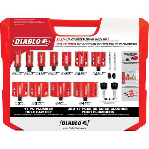Ensemble de scie-cloche bim&eacute;tallique de plombier, 17 morceaux Duraquip Inc