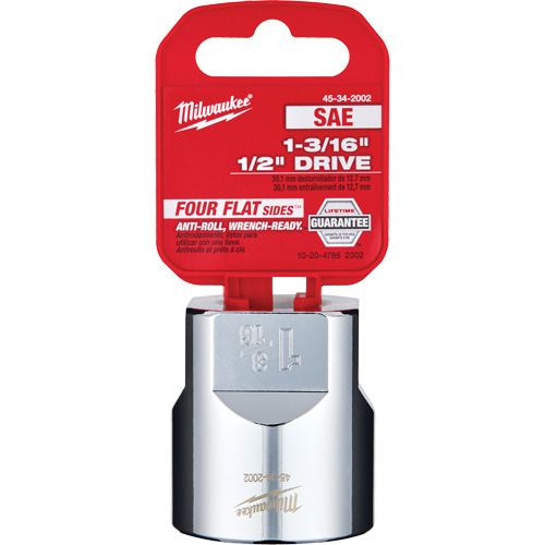 SAE Socket with Four Flat Sides, 1-3/16", 1/2" Drive, 6 Points Duraquip Inc