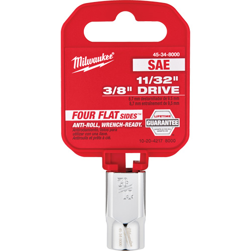SAE Socket with Four Flat Sides, 11/32", 3/8" Drive, 6 Points Duraquip Inc