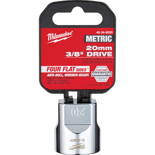 Metric Socket with Four Flat Sides, 20 mm, 3/8" Drive, 6 Points Duraquip Inc