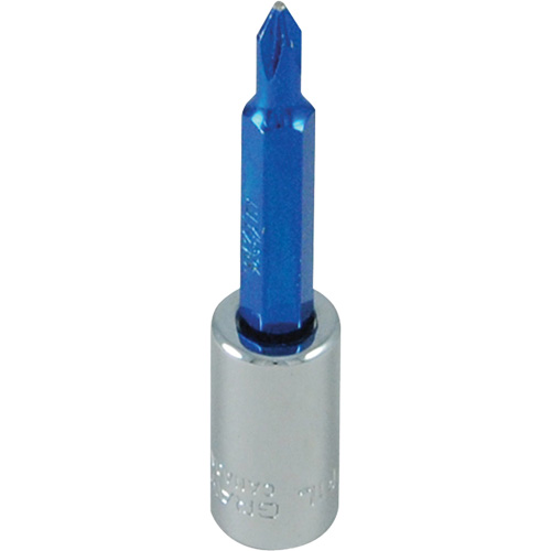 Douille tournevis &agrave; embout bleu, Phillips, #1, Prise 1/4" Duraquip Inc